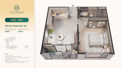 Căn 1PN còn lại duy nhất, dành cho khách hàng mua ở 1-2 người, vốn tự có cần từ 480tr