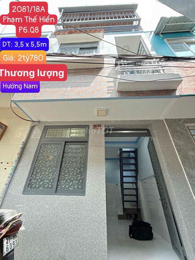 BÁN NHÀ HẺM 2117 phạm thế hiển P6Q8. Nhà đẹp giá 2tỷ780 còn TL