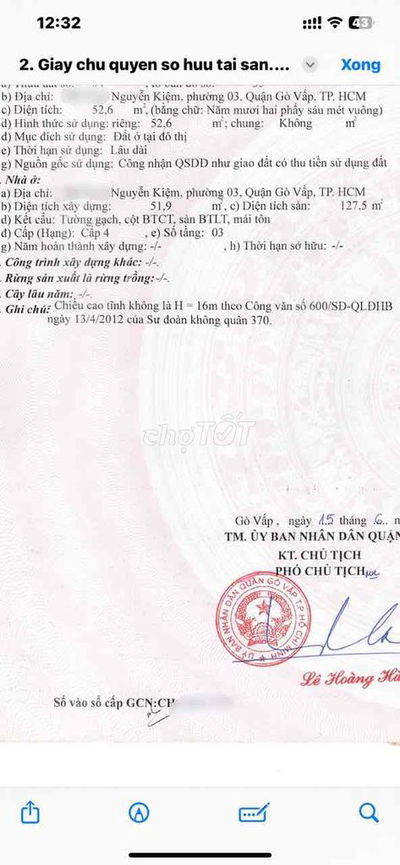 CHÍNH CHỦ CẦN BÁN NHÀ HẺM XE HƠI VỊ TRÍ 175 NGUYỄN VĂN CÔNG, P3, Q.GV