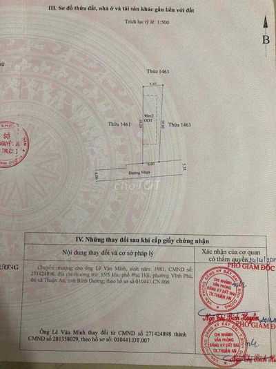 Chính chủ cần bán lô đất vĩnh phú 187m2 cach bờ sông 30m đường xe hơi