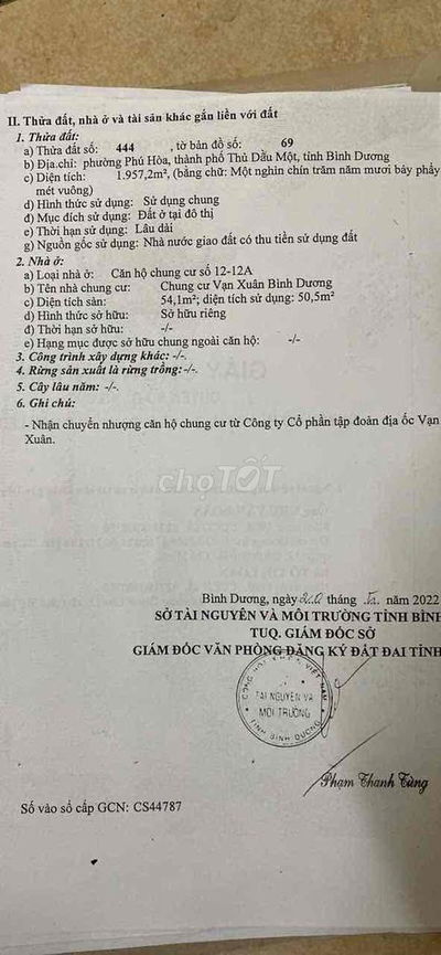 chính chủ cần bán chung cư BD - Giá: 1ty 550tr tl