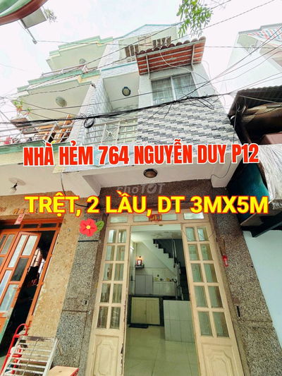 Bán nhà 1trệt, 2 lầu, Hẻm 764 Nguyễn Duy, P12, Q8. Ngang 3m x Dài 5m.