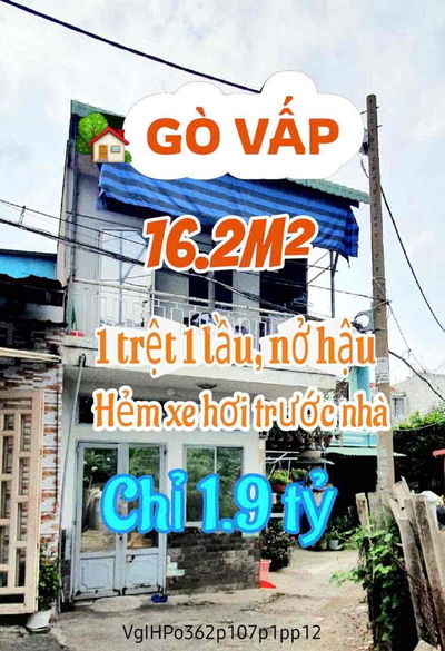 🏡 Nhà Phan Huy Ích GV, 16,2m², hẻm xe tải thông, nở hậu, 1.9 tỷ