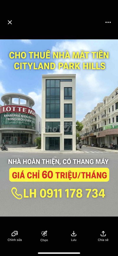 💎 Cho thuê nhà thương mại mặt tiền Cityland Park Hills, full thang máy