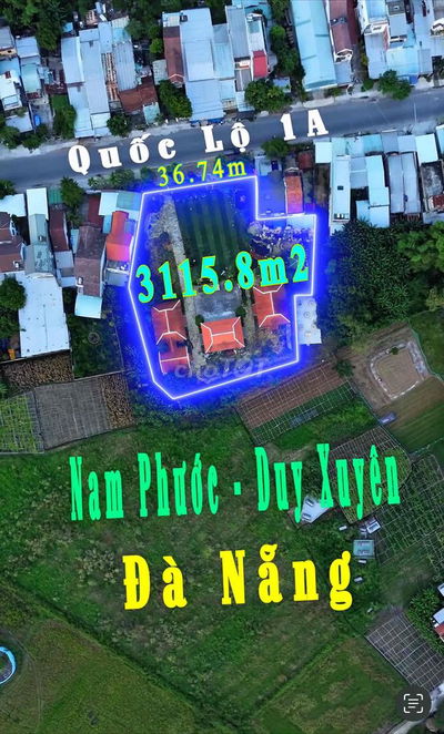Bán lô đất 3115m (100% đất ở). Mặt tiền quốc lộ 1A. Duy Xuyên - Quản