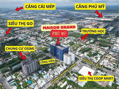Căn hộ cao 2PN 1WC ngay TT cảng biển Phú Mỹ chỉ thanh toán 50% Nhận nhà, lợi nhuận cho thuê 8%năm