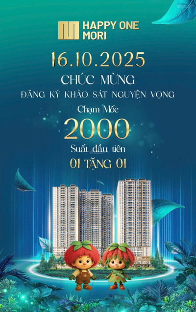 Happy One Mori, Tại Phường Lái Thiêu. TT 25%, nhận nhà cho thuê. CK 14,5%, Lợi nhuận 231 triệu/3nam