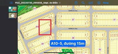 đường 15m, 1/ hùng vương,100m2 giá 1ty2, an điền, bến cát, BD