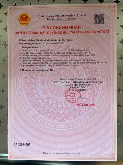 Chính chủ bán lô đất dt:664,5m2 Hưng Định Thuân An.Thương lượng nhẹ