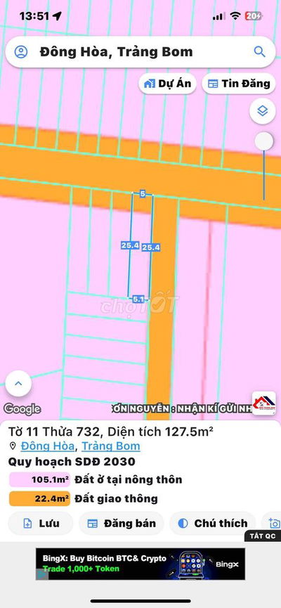 Đất nền lô góc hai mt Đông Hoà (xã Hưng Thịnh mới) 1ty3 gần 2 chợ