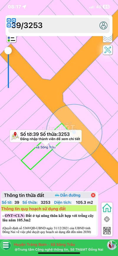 Khu trung tín ấp 5 sông trầu cũ( xã Trảng Bom mới) 899trieu gần chợ.
