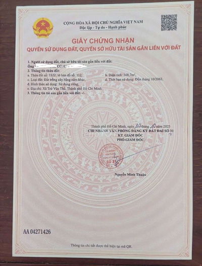 Chính chủ bán đất mặt tiền đường DT750 , xã trừ văn thố, TP. HCM