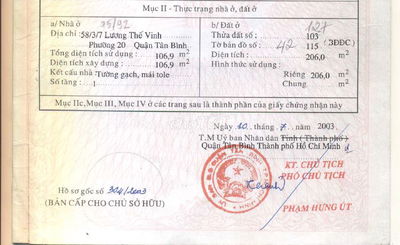 Bán Nhà 2 tầng có 200m2 đất ONT, số 75/92 Lý Thánh Tông, quận Tân Phú
