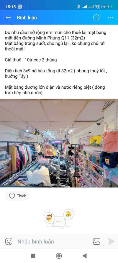Mặt bằng cho thuê kinh doanh