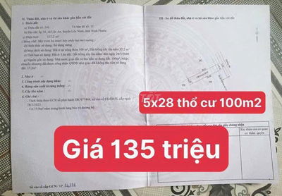 ĐẤT RẺ 135 TRIỆU SỔ SẴN THỔ CƯ