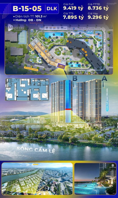 Căn Dual Key view sông tầng 15 dự án Masterise Đà Nẵng, giá trực tiếp CĐT, ck 15%, lh 0905 277 ***