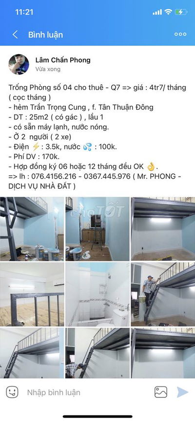 Trống phòng đường Trần Trọng Cung