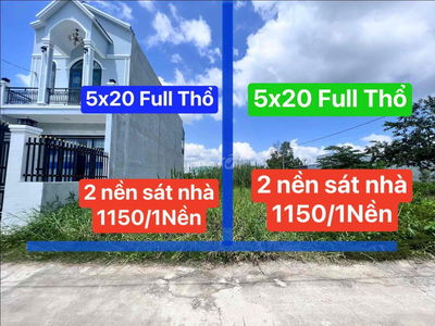 Chính Chủ Bán 2 Nền Đất 5x20 Full Thổ-Hoa Hồng 3%