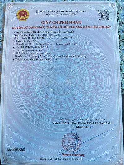 Hàng hiếm...Bán lô  đát 
Đường  10m5. Trần nhân tông 
Dt 62m2.
Giá ..4