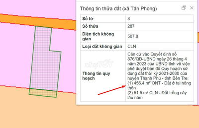 Bán đất 508 m², giá 500 triệu, Xã Tân Phong, Thạnh Phú, Bến Tre