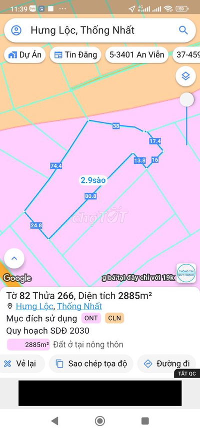 Bán 2,9 sào đất, KCN dầu giây sổ đỏ thổ cư bao sang tên