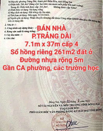 BÁN NHÀ TRẢNG DÀI, SỔ HỒNG RIÊNG ĐƯỜNG NHỰA 5m SÂN VƯỜN RỘNG ĐẬU 4 OTO