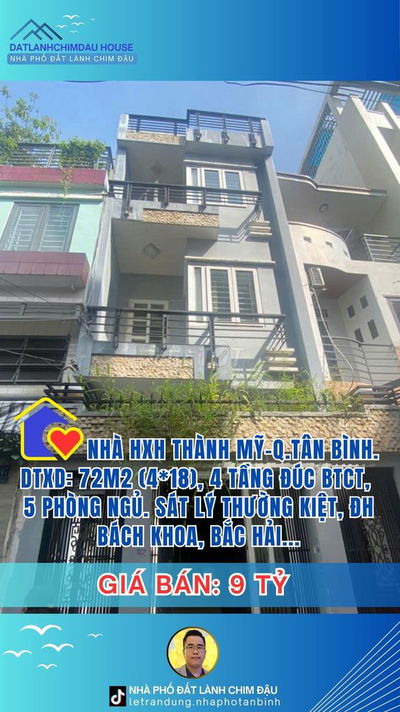 NHÀ HXH RẤT ĐẸP, 4 TẦNG THÀNH MỸ, Q.TÂN BÌNH – 71M², 5PN, CHỈ 9 TỶ!!