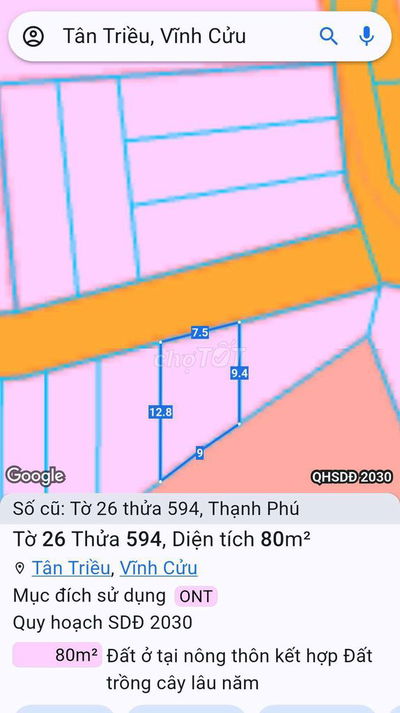 Đất hẻm Đình Thần gần chợ Thạnh Phú