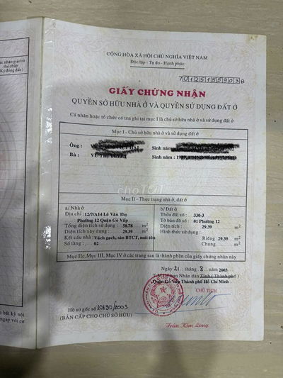 Chính Chủ Bán Nhà Gò Vấp