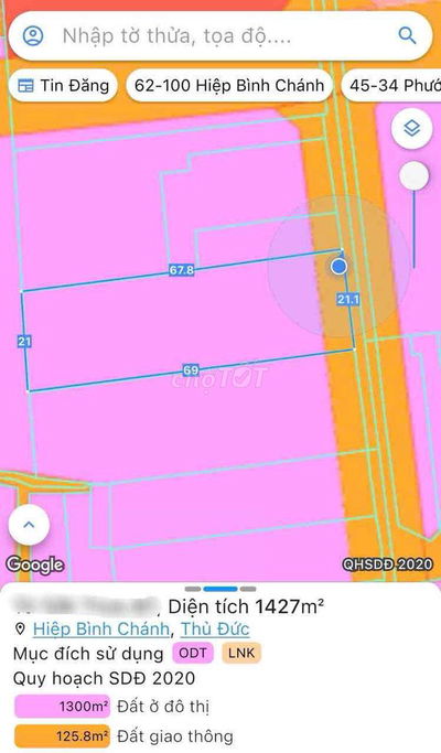 LÔ BIỆT THỰ GIGAMALL 1.416m2 - CÓ 200m2 THỔ CƯ - 1.216m2 ĐẤT CLN.