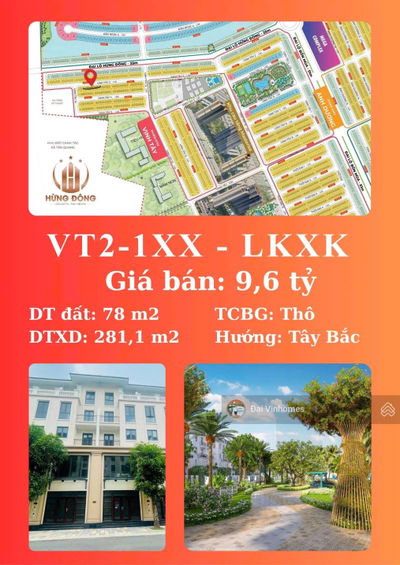 Bán biệt thự liền kề 78m2 Vinhome Ocean Park 3, giá cực rẻ 9,6 tỷ