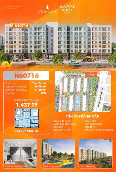 Happy Home Tràng Cát -  Căn góc 2PN 66m2 chuẩn Vinhomes, sổ đỏ vĩnh viễn, chỉ từ 300TR