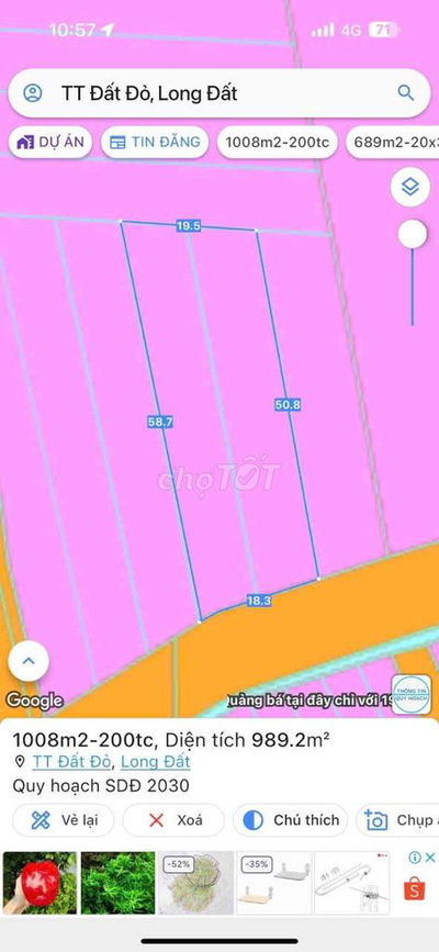 MỘT LÔ ĐẤT ĐẸP NHẤT THỊ TRẤN ĐẤT ĐỎ 
MẶT TIỀN ĐOÀN CHUNG CÒN, 
Dt 1008