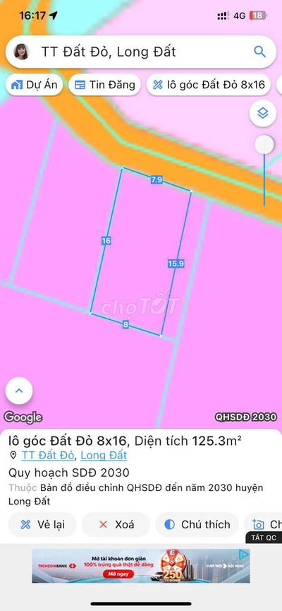 Cần bán lô góc 2 mặt tiền Đất Thị Trấn Đất Đỏ, cạnh KCN Đất Đỏ 
:
