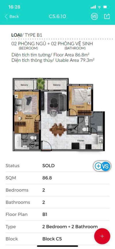 Cho thuê 2Pn, 87m2 mới Celadon City- Block Centery