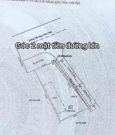 Góc 2 mặt tiền 517m2 đường Trần Ngọc Lên giá rẻ 16 tỷ 517 m² góc 2 mt