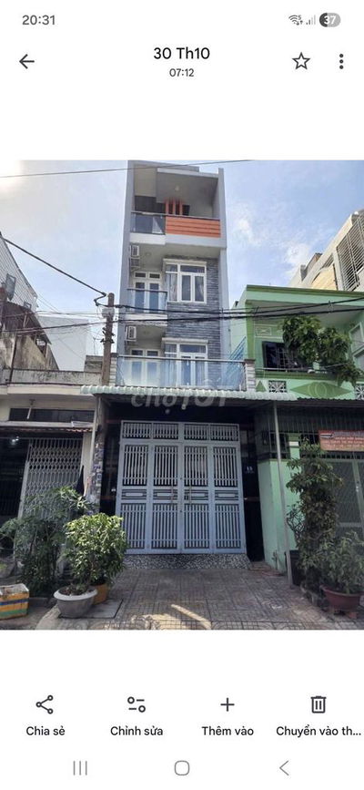 CHO THUÊ NHÀ 4X20M 3LẦU 5PN Y HÌNH ĐƯỜNG 10M NGAY TÂY THẠNH