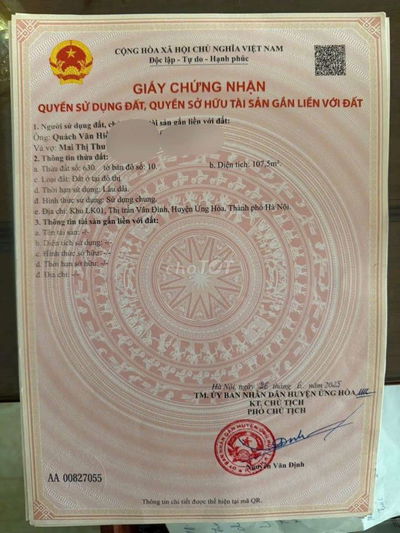 BÁN ĐẤT ĐẤU GIÁ THỊ TRẤN VÂN ĐÌNH ỨNG HÒA HÀ NỘI