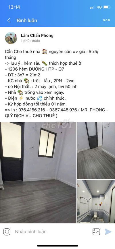 Nhà hẻm 1206 Huỳnh tấn phát, Q7