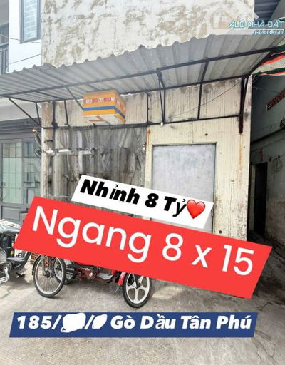 Chỉ 8,3 tỷ - 8x15m - cấp 4 - 20m ra HXH Gò Dầu - ngay AEON MALL Tân Phú