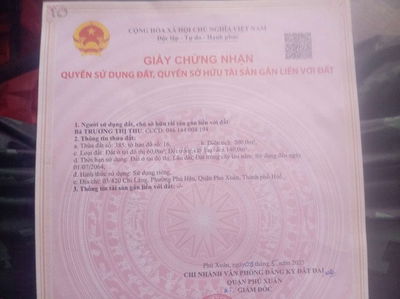 Tôi bán đất Gần Trung Tâm Thành Phố Huế