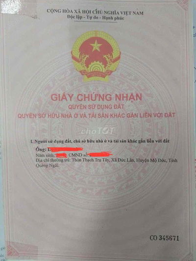 100% Thổ cư 1858m2, kẹt tiền cần bán gấp, giá thương lượng
