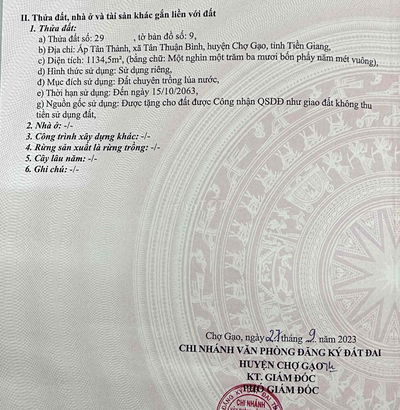 Cần ra gấp đất vườn Tiền Giang