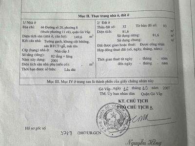 100m2 - Mt ds 20 P8 - Quang Trung P8 - GV - Trường Nguyễn Công Trứ