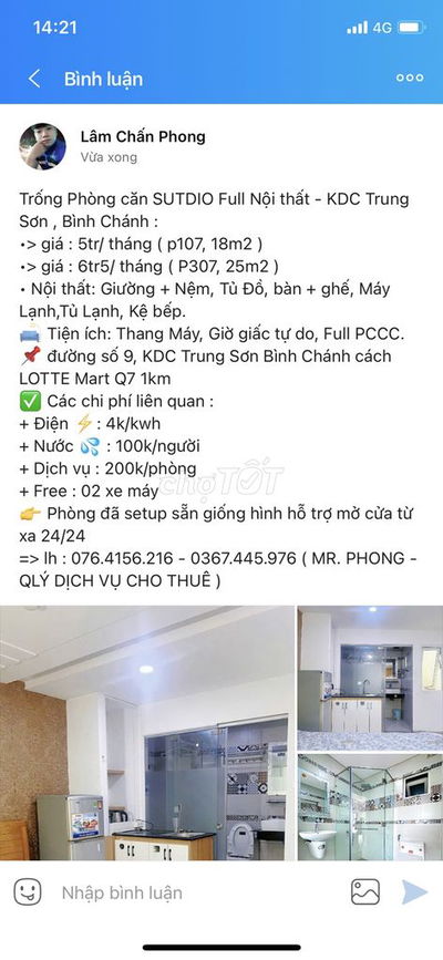 Trống căn STUDIO - Trung Sơn, đường số 9