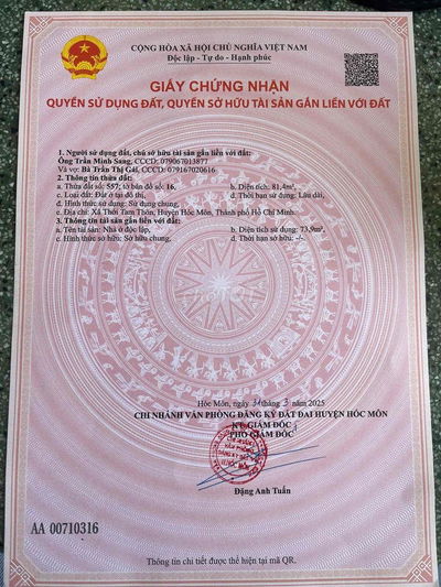 Đất thổ cư Đặng Thúc Vịnh mặt tiền nhựa Hóc Môn giá rẻ