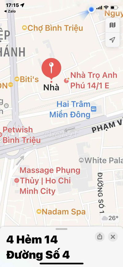 Nhà liền kề gần ngã tư bình triệu không ngập nước