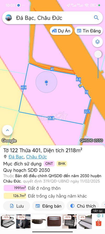 BÁN GẤP LÔ ĐẤT MẶT TIỀN ĐƯỜNG LỚN – ĐÁ BẠC, CHÂU ĐỨC, BR-VT