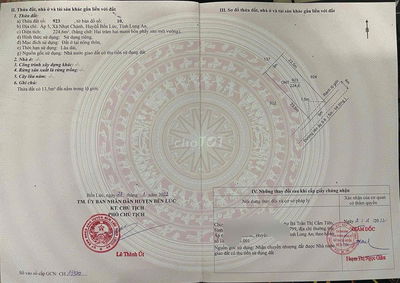 Đất full thổ 224,6m2 Nhựt Chánh