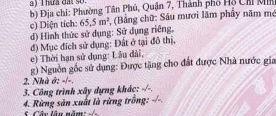 Bán đất lô nhì Huỳnh Tấn Phát ngay ngã tư Phú Thuận Quận 7